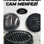 Siyah Ayarlı Cam Menfezi Doğalgaz Menfez Kapağı 18 cm