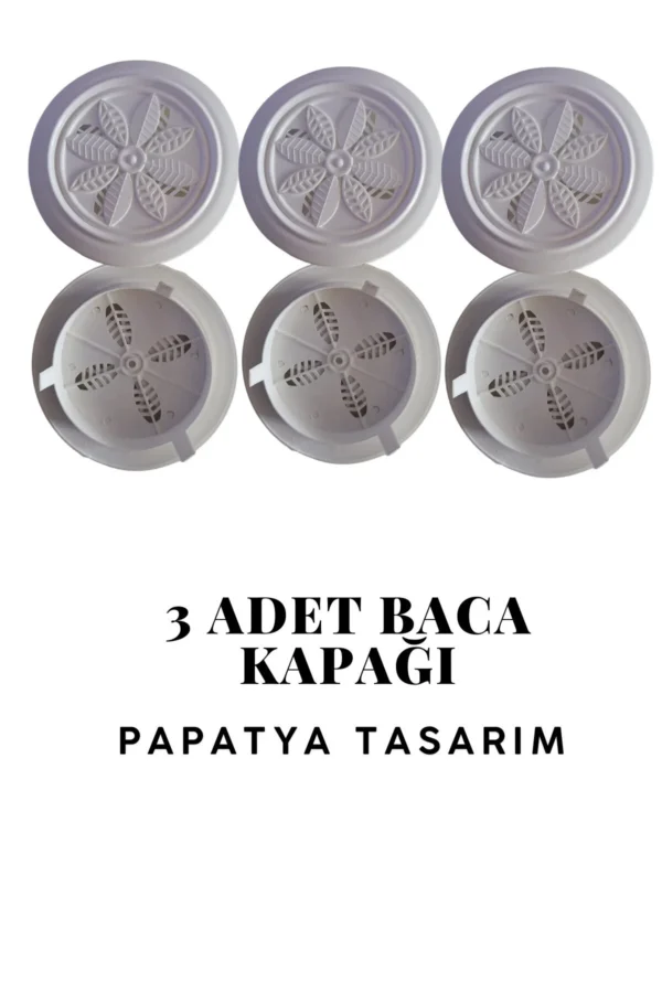 Papatya Tasarım Beyaz Baca Kapağı 3 Adet